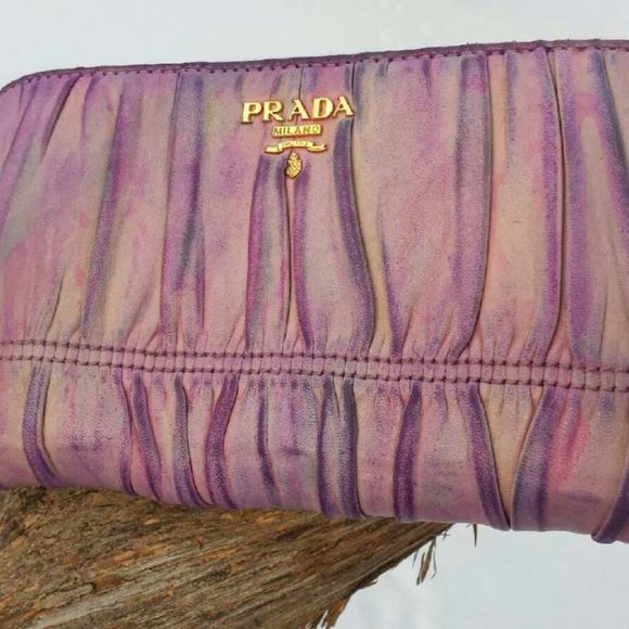 Prada metelasse beige pink purple gray ivory Wallet leather mini Purse clutch